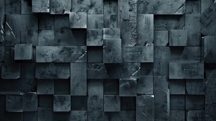 Poster - Abstract metallic geometric blocks in grey and gold. Abstract artwork of 3D rendering art with geometric shape with black wall. Digital art for design and print. Building construction concept. AIG53.