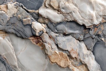 Poster - Abstract background featuring a mesmerizing blend of gray, white, and brown marble textures, creating a stunning, elegant, and visually captivating surface pattern.