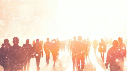 Poster - Picture symbolized people connect with particle connecting represent internet system for communication, online community concept. Internet network technology for user to communicate friend. AIG53.