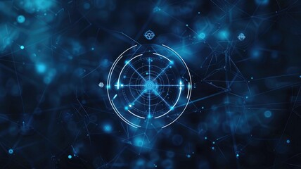Poster - glowing blue digital globe with connecting lines. abstract artwork of circle shape with glowing line