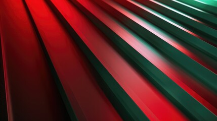 Fototapete - Green and red metallic diagonal lines. Digital artwork of interior structure building with green and red contrast lighting. Modern artwork design for poster. Colorful background design. AIG51.