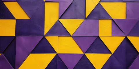Poster - Geometric pattern with purple and yellow 3D cubes. Modern design for backgrounds and graphic art. Background image of glowing yellow geometric shape with purple background. Contemporary design. AIG51.