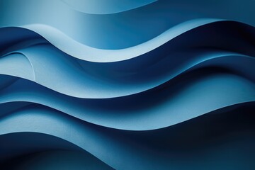 Poster - Wavy blue layered paper texture. 3D rendering artwork of blue line in minimalist style. Abstract photography for modern and creative design. Abstract background in blue shade with wavy shape. AIG51.