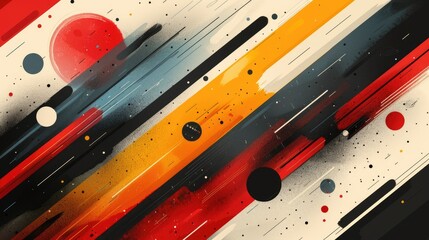 Poster - Grunge striped pattern in pastel colors with paint splatters. Abstract distressed background. Digital artwork of geometry shape with vibrant color in striped texture. Flat lay composition. AIG51.