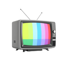Aufkleber - Retro Television Set Render, Vivid Colors Screen Display, Old-fashioned Media Receiver. Electronic Vintage Device. Isolated Tv, 3d Render, White Background.