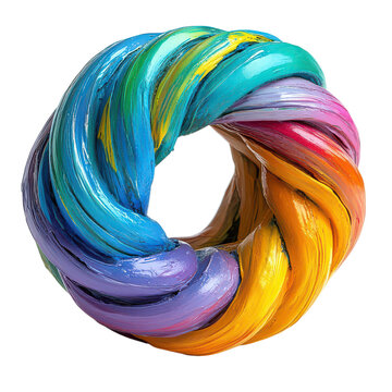 Colorful, soft, and squishy playdough in circular shape, isolated on a white background, transparent background.png