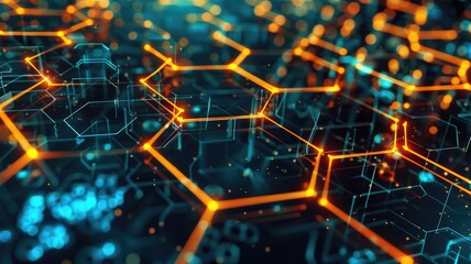 Aufkleber - Abstract of cyberspace on virtual area with digital technology style design and the electric light graphic symbolized energy in electronic system represent chip algorithm process on computer. AIG53.