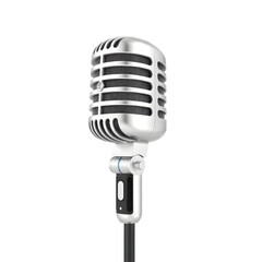 Aufkleber - Vintage Microphone Rendering. Intricate Design. Classic Radio Equipment. Audio Technology. Detailed, Isolated Mic. White Background For Easy Editing. Great For audio And Podcast Projects.