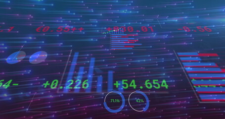 Poster - image of data processing and shapes on black background