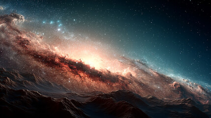 Wall Mural - A surreal digital rendering of endless outer space symbolizes infinite possibilities, futuristic exploration, and the boundless nature of human imagination and technological advancement.

