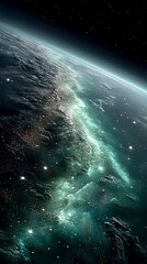 Wall Mural - A surreal digital rendering of endless outer space symbolizes infinite possibilities, futuristic exploration, and the boundless nature of human imagination and technological advancement.


