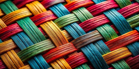 Intricate Woven Texture:  A Detailed Macro Shot of Interlaced Fabric Design