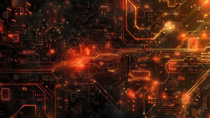 Poster - Abstract picture chip on complex circuit with digital technology style design and the electric light graphic show electronic components represent about processor algorithm process on computer. AIG53.