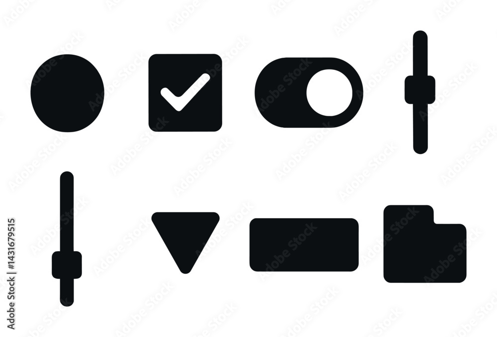 User interface solid icons set – flat style ui, ux, and app design ...
