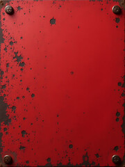 a rusted metal surface with a vibrant abstract red pattern overlaid in the foreground adds depth and