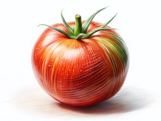 Wall Mural - Long Exposure Scratchboard Style Tomato Illustration on White Background