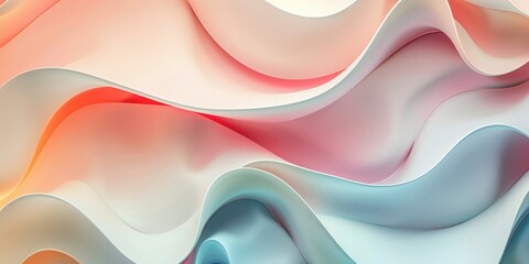 Poster - Abstract pastel geometric shapes with soft gradients. 3D rendering background image of multi colored pastel color with wavy texture. Digital art for modern and minimalistic design. Smooth art. AIG51.