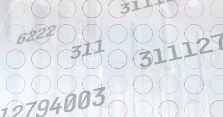 Aufkleber - image of financial data processing over shapes on white background