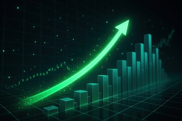 Poster - Dynamic Growth: A compelling visual representation of business advancement. a captivating image. showcasing rising graphs and upward-pointing arrows, symbolizing progress, ambition.