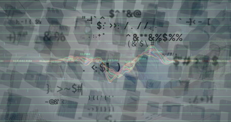 Poster - Image of data processing over cityscape