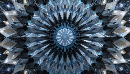 Poster - Dynamic geometric pattern formation abstract visualization digital art symmetrical design fractal environment close-up view artistic concept for visual impact