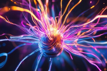 Fototapete - Colorful abstract representation of energy swirling in a dark background