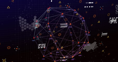 Poster - image of o markers and data processing over globe