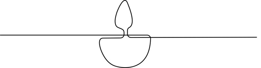 Poster - Continuous one line drawing of hand holding diya lamp light for Diwali celebration. Deepavali oil lamp line art vector design on white background.