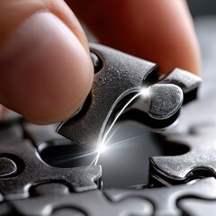 Poster - A hand is holding a piece of a puzzle, with the piece missing