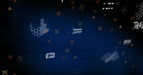 Aufkleber - image of data processing and markers over blue background