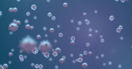 Poster - Image of virus cells floating on navy background