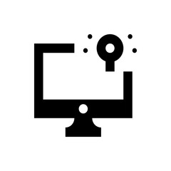 Poster - A black and white illustration of a computer monitor with a key above it and small circles around it