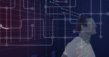 Poster - Image of data processing over caucasian man