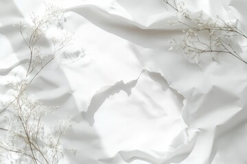 Leinwandbilder - Soft white fabric with delicate sprigs