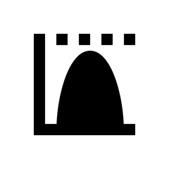 Poster - Illustration of a simple castle tower silhouette with battlements and arched entrance in black and white