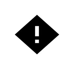 Poster - Black diamond shape with a white exclamation point inside indicating a warning or important information