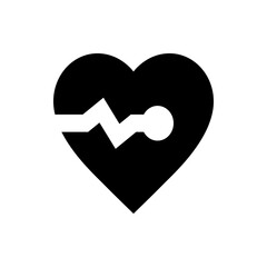 Poster - Black heart shape with a white heartbeat line and circle representing health and vitality concept art