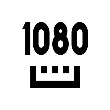 A bold black and white icon displaying the number one thousand and eighty above a stylized symbol of a screen