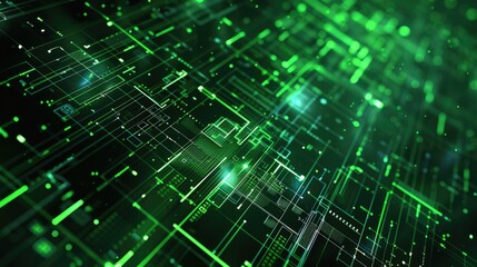 Poster - The picture of the green circuit board with technology theme that stands for the connection, mainboard or motherboard is central printed circuit board in computer or other electronic device. AIG51.