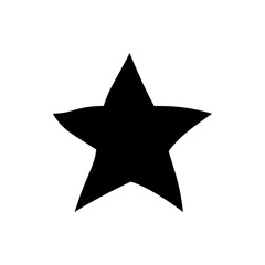 Poster - A solid black star shape with five points against a white background and slightly curved edges design is shown