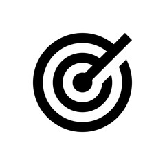 Poster - A stylized target with concentric circles and an arrow hitting the center in a minimalist design style