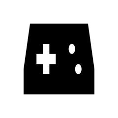 Poster - Black game controller icon with a white plus sign and two white circles on a black background design element