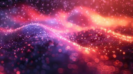 Poster - Abstract glowing blue particles with light rays. Digital art for design and art. Abstract artwork of glowing vibrant color dots and lines connecting together. Global communication concept. AIG53.