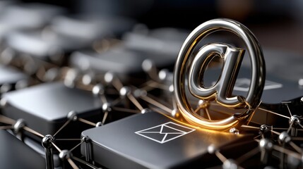 Aufkleber -  An email glowing against a network background, symbolizing global 