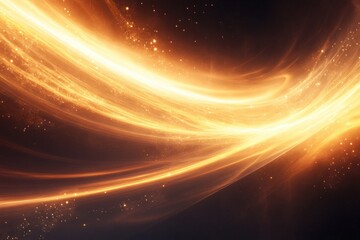 Poster - Golden light trails swirl in a cosmic background with shimmering stars
