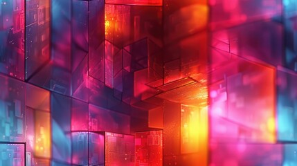 Fototapete - The abstract picture of the neon red polygon shape geometry futuristic material in the background, geometry is about the study of shapes, size, properties, and dimensions of objects and spaces. AIG51.