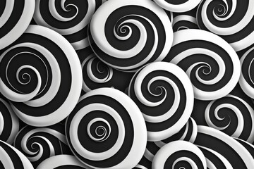 Poster - Monochromatic swirling abstract pattern with 3D element. Abstract image of 3D rendering curve line with white and black color in curving wave pattern. Digital art for modern and dynamic design. AIG51.