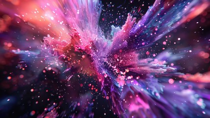 Poster - Abstract light patterns with neon colors. Dynamic and futuristic digital art. Abstract artwork of gradient vibrant color of cloud or smoke texture. Background for wallpaper, banner, and print. AIG53.
