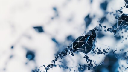 Poster - Close up of abstract blue molecular structure on a light background. Abstract artwork of blue neuro shape with blue color and white background. Science and technology concept. Biology design. AIG53.
