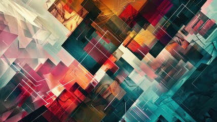 Poster - Abstract of digital shape and particle with horror cyber style design connecting become system shape of electronic designing. High tech scenery express mysterious pattern perfect for wallpaper. AIG53.